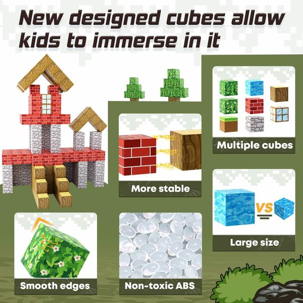 100pcs Mine World   Blocks-Build  STEM Sensory Classroom Must Haves Construction Toys Birthday Chirstmas Gifts