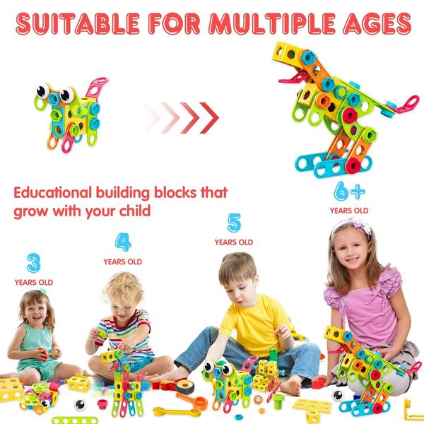 189pcs Educational STEM Toys Drill Construction Building Blocks Toy Building Sets Kids Toys Creative Activities Games  Birthday Christmas Gift