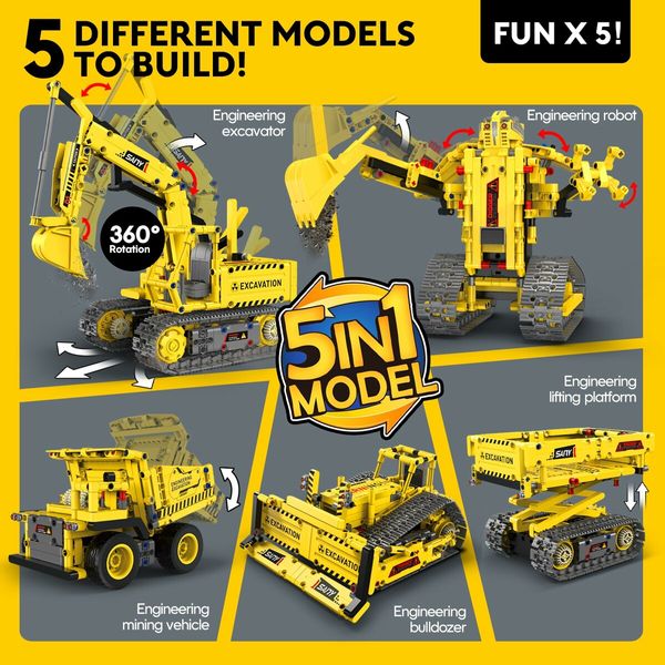 Excavator Robot Building Toys Remote & APP Control STEM Project Kits Learning Educational Building Kit Gifts for Kids Ages 12+(555 Pcs)