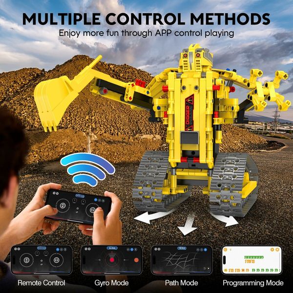 Excavator Robot Building Toys Remote & APP Control STEM Project Kits Learning Educational Building Kit Gifts for Kids Ages 12+(555 Pcs)