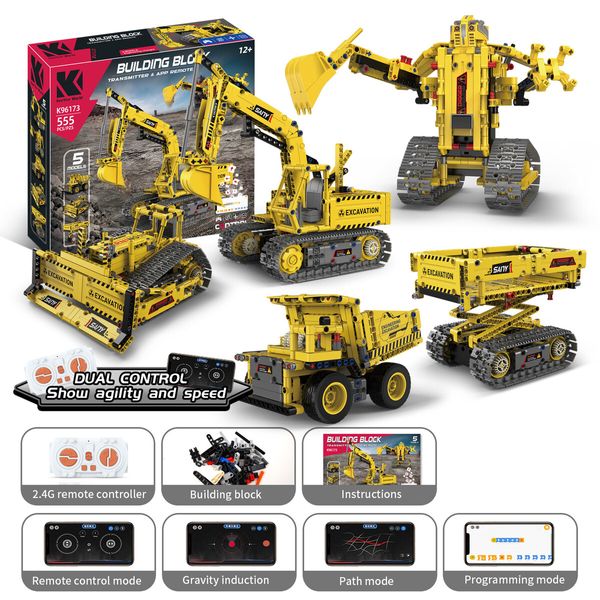 Excavator Robot Building Toys Remote & APP Control STEM Project Kits Learning Educational Building Kit Gifts for Kids Ages 12+(555 Pcs)