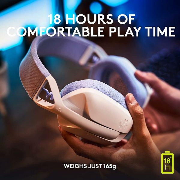 G435 Wireless Bluetooth Gaming Headset,  Lightweight, built in mics, 18h battery, compatible with Dolby Atmos, PC, PS4, PS5, Mobile, White