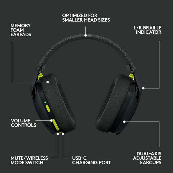 G435 Wireless Bluetooth Gaming Headset,  Lightweight, built in mics, 18h battery, compatible with Dolby Atmos, PC, PS4, PS5, Mobile, Black