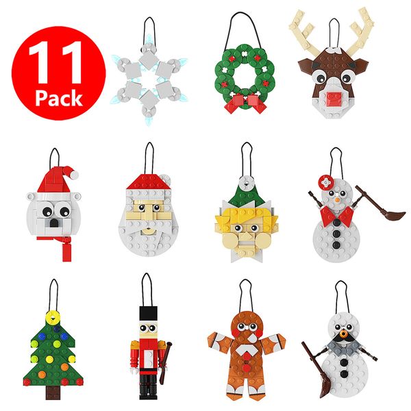 Christmas Ornaments Building Blocks Set Gift for Kids, Xmas Party Favors Bricks 11 Pcs Toys for Boys or Girls 6 to 12