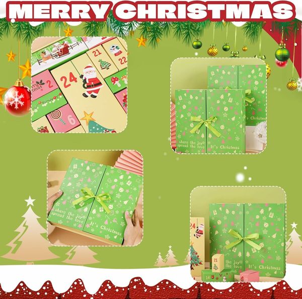 24 Empty Advent Calendar Boxes,Advent Calendar Fillers,DIY Advent Calendar Empty Boxes to Fill,Fillable Empty Advent Calendar 2025 (Green)