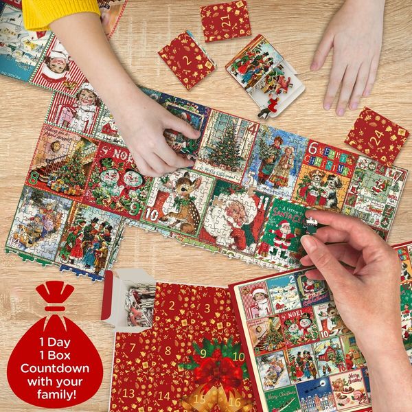 Christmas Advent Calendar Puzzle 1000 Piece,Christmas Countdown Calendar 2025 Jigsaw Puzzle,Holiday Santa Puzzle