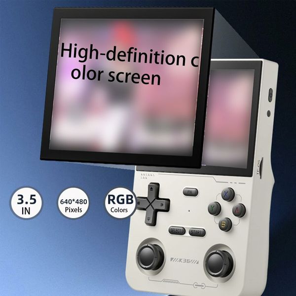 K36 Handheld Game Console 3.5In 640*480 IPS OCA Screen 3500mAh RK3326 Opensource System White