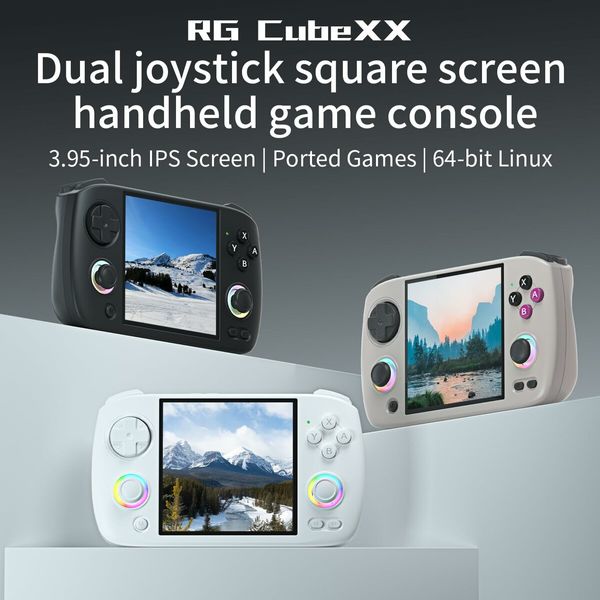 RG CubeXX Retro Handheld Game Console,3.95 Inch IPS Screen Linux System Built-in 64G TF Card 5056 Games Support TV Output 5G WiFi Bluetooth 4.2 (White)