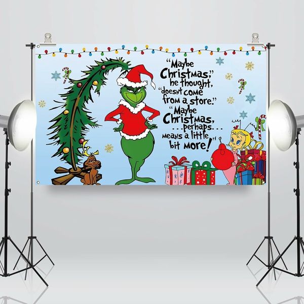 Merry Christmas Banner 200x150CM Holiday Party Decorations for Kids Home, Christmas Backdrop and Decor