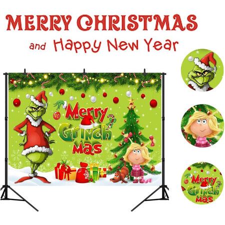 Merry Christmas Banner 200x150CM Holiday Party Decorations for Kids Home, Christmas Backdrop and Decor