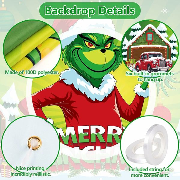 Christmas Garage Door Decorations Banner Cover, 400x180CM Large Backdrop Outdoor, Merry Xmas Holiday Decor