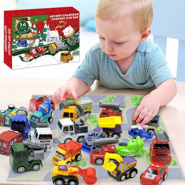 Christmas Advent Calendar, Christmas Countdown Calendar, Fire Truck Vehicles Engineering Vehicles Excavators Holiday Favors for Kids Boys Girls Age3 to 8