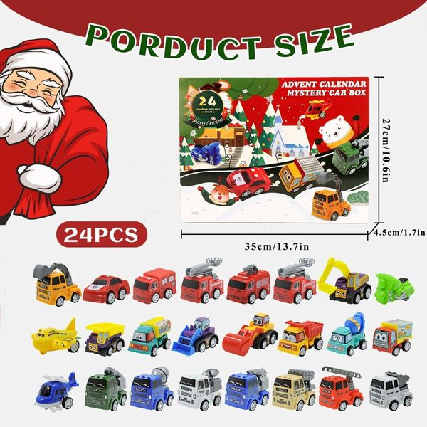 Christmas Advent Calendar, Christmas Countdown Calendar, Fire Truck Vehicles Engineering Vehicles Excavators Holiday Favors for Kids Boys Girls Age3 to 8