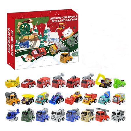 Christmas Advent Calendar, Christmas Countdown Calendar, Fire Truck Vehicles Engineering Vehicles Excavators Holiday Favors for Kids Boys Girls Age3 to 8