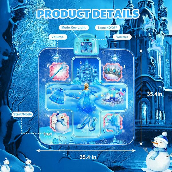 Dance Mat Toys for 3 to 12 Years Old Girls Birthday Gifts, Musical Dance Mat for Boys Girls, Blue