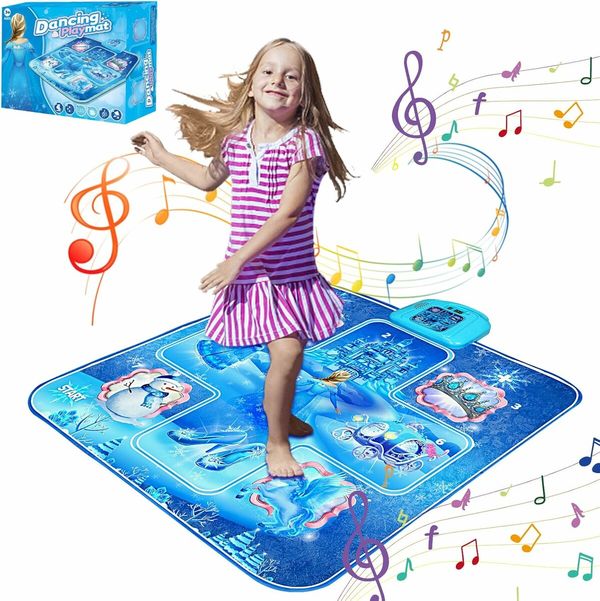 Dance Mat Toys for 3 to 12 Years Old Girls Birthday Gifts, Musical Dance Mat for Boys Girls, Blue