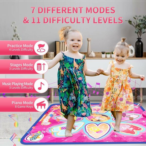 Dance Mat, Game Toy, Children's Electronic Dance Mat, Music Play Mat, Built in LED Light, 3 Songs Switching,for Kids Age 3 to 12