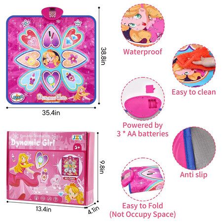 Dance Mat, Game Toy, Children's Electronic Dance Mat, Music Play Mat, Built in LED Light, 3 Songs Switching,for Kids Age 3 to 12