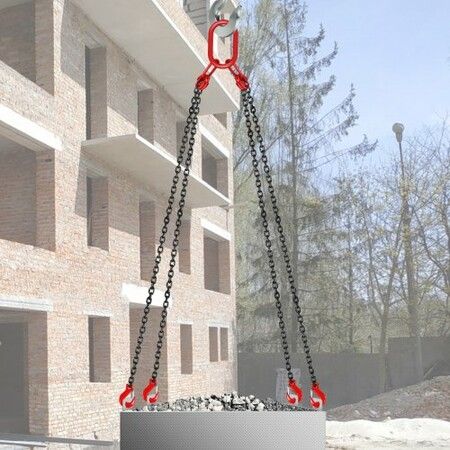 Chain Sling 9/32" X 10' Engine Lift Chain G80 Alloy Steel Engine Chain Hoist Lifts 3 Ton with 4 Leg Grab Hooks and Adjuster