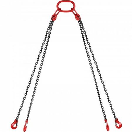 Chain Sling 9/32" X 10' Engine Lift Chain G80 Alloy Steel Engine Chain Hoist Lifts 3 Ton with 4 Leg Grab Hooks and Adjuster