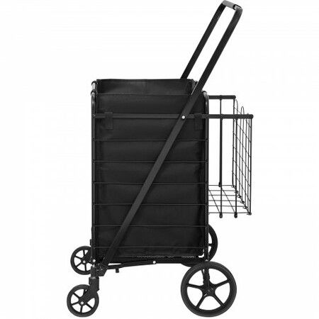 Folding Shopping Cart Rolling Grocery Cart with Double Baskets 330 LBS