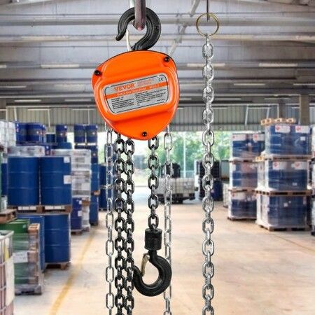 Manual Chain Hoist 1/2 Ton 1100 lbs Capacity 10 FT Come Along G80 Galvanized Carbon Steel with Double-Pawl Brake Auto Chain Leading & 360 degree Rotation