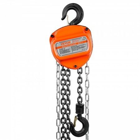 Manual Chain Hoist 1/2 Ton 1100 lbs Capacity 10 FT Come Along G80 Galvanized Carbon Steel with Double-Pawl Brake Auto Chain Leading & 360 degree Rotation