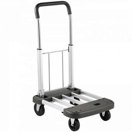 Platform Truck Foldable Compact Platform Cart Adjustable Length Aluminum Folding Cart Telescoping Handle with 4 Wheels 330 LBS Capacity