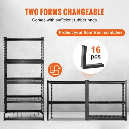 Storage Shelving Unit 5-Tier Adjustable 907 kg Capacity Heavy Duty Garage Shelves Metal Organizer Wire Rack Black 90 x 40 x 182.9 cm for Kitchen Pantry