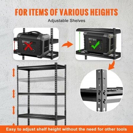 Storage Shelving Unit 5-Tier Adjustable 907 kg Capacity Heavy Duty Garage Shelves Metal Organizer Wire Rack Black 90 x 40 x 182.9 cm for Kitchen Pantry