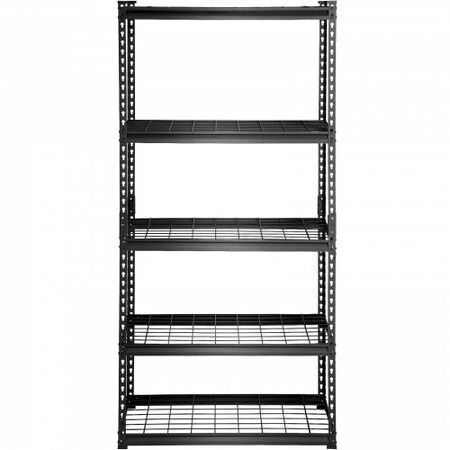 Storage Shelving Unit 5-Tier Adjustable 907 kg Capacity Heavy Duty Garage Shelves Metal Organizer Wire Rack Black 90 x 40 x 182.9 cm for Kitchen Pantry