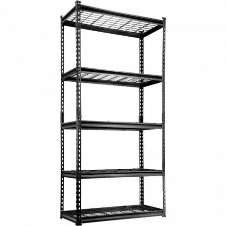 Storage Shelving Unit 5-Tier Adjustable 907 kg Capacity Heavy Duty Garage Shelves Metal Organizer Wire Rack Black 90 x 40 x 182.9 cm for Kitchen Pantry