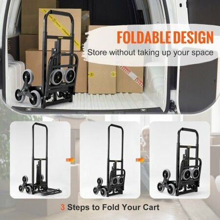 Stair Climbing Cart Heavy-Duty Hand Truck Dolly 170 kg Load Capacity Foldable Stair Climber Hand Trucks with Adjustable Handle All Terrain Cart