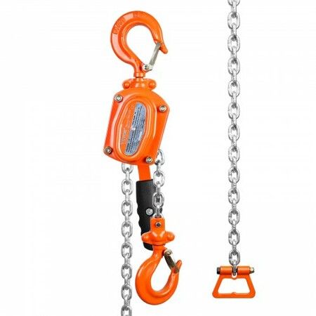 Manual Lever Chain Hoist 1/2 Ton 1100 lbs Capacity 5 FT Come Along G80 Galvanized Carbon Steel with Weston Double-Pawl Brake Auto Chain Leading