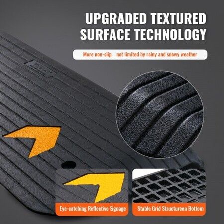 Upgraded Rubber Threshold Ramp 3.8 cm Rise Wheelchair Ramp Doorway Natural Curb Ramp Rated 15 tons Load Capacity Non-Slip Textured Surface Rubber Curb Ramp