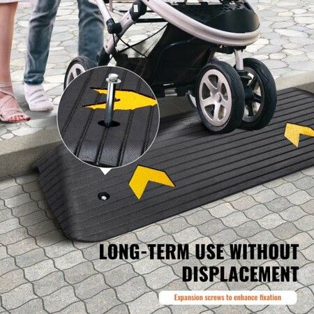 Upgraded Rubber Threshold Ramp 3.8 cm Rise Wheelchair Ramp Doorway Natural Curb Ramp Rated 15 tons Load Capacity Non-Slip Textured Surface Rubber Curb Ramp