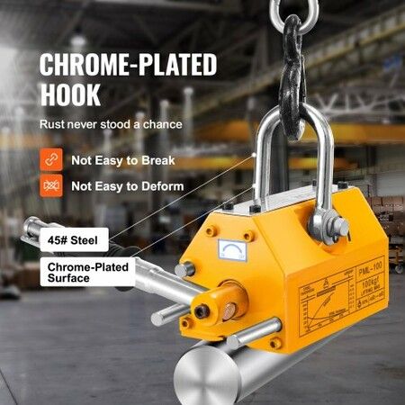 Permanent Magnetic Lifter Lifting Magnet 220 lbs/100 kg Neodymium Hoist