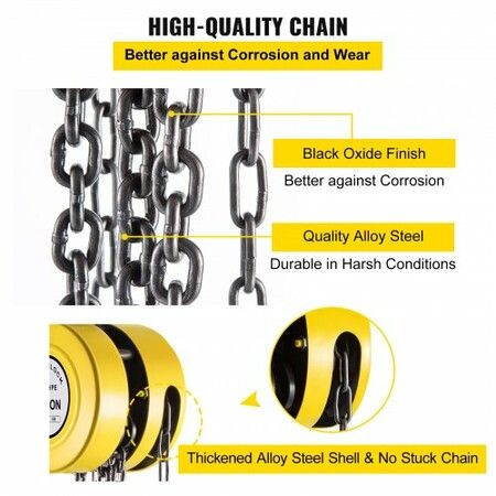 Chain Hoist Chain Block 1 T Capacity 6 M Lift Steel Construction Yellow