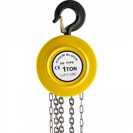 Chain Hoist Chain Block 1 T Capacity 6 M Lift Steel Construction Yellow