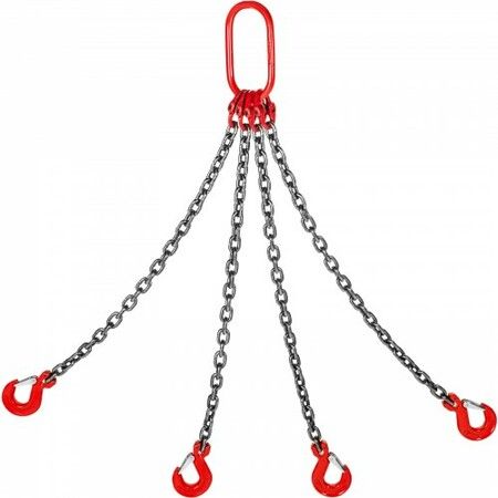 4 Legs Chain Sling with Sling Hook G80 8MM X 1M Lifting Chain Slings Chain Hanging with Shortners Crane Grade 80 4T/ 3992KGS Heavy Duty Lifting Chain