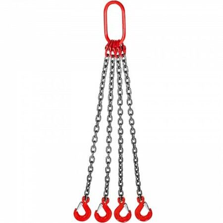 4 Legs Chain Sling with Sling Hook G80 8MM X 1M Lifting Chain Slings Chain Hanging with Shortners Crane Grade 80 4T/ 3992KGS Heavy Duty Lifting Chain