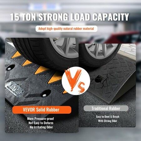 Rubber Curb Ramp 2 Pack 11 cm Rise Height Heavy-Duty 15 tons Load Capacity Threshold Ramps Driveway Ramps with Stable Grid Structure