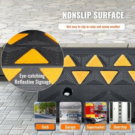Rubber Curb Ramp 2 Pack 11 cm Rise Height Heavy-Duty 15 tons Load Capacity Threshold Ramps Driveway Ramps with Stable Grid Structure