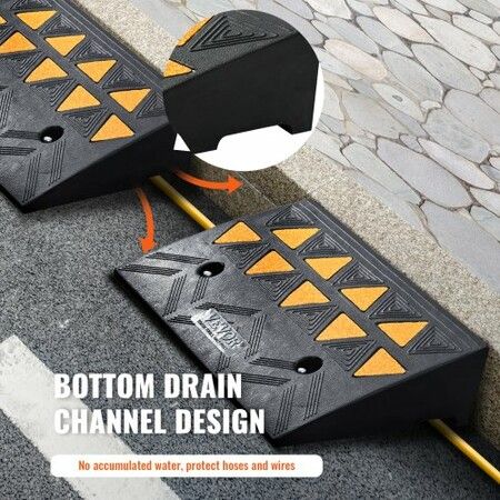 Rubber Curb Ramp 2 Pack 11 cm Rise Height Heavy-Duty 15 tons Load Capacity Threshold Ramps Driveway Ramps with Stable Grid Structure