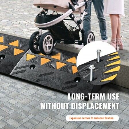 Rubber Curb Ramp 2 Pack 11 cm Rise Height Heavy-Duty 15 tons Load Capacity Threshold Ramps Driveway Ramps with Stable Grid Structure