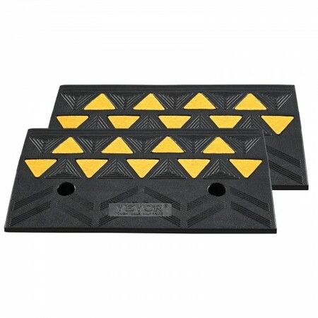 Rubber Curb Ramp 2 Pack 11 cm Rise Height Heavy-Duty 15 tons Load Capacity Threshold Ramps Driveway Ramps with Stable Grid Structure