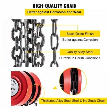 Chain Hoist Chain Block 2 Ton Capacity 2 M Lift Steel Construction Red