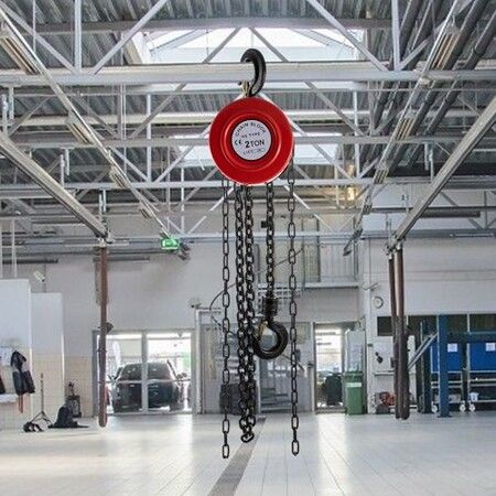 Chain Hoist Chain Block 2 Ton Capacity 2 M Lift Steel Construction Red