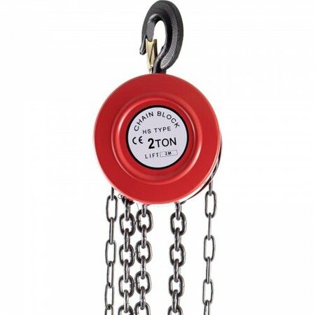 Chain Hoist Chain Block 2 Ton Capacity 2 M Lift Steel Construction Red