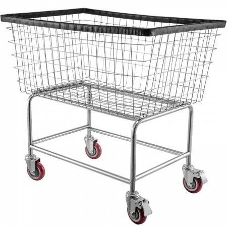 Wire Laundry Cart Wire Laundry Basket 4.5 Bushel Heavy Duty w/ 5'' Wheels